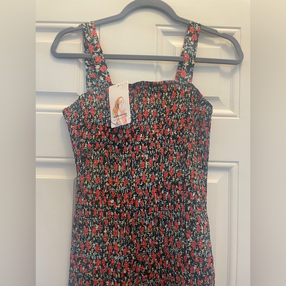 Women's Summer Floral Midi Tank Bodycon Dress - Picture 3 of 4